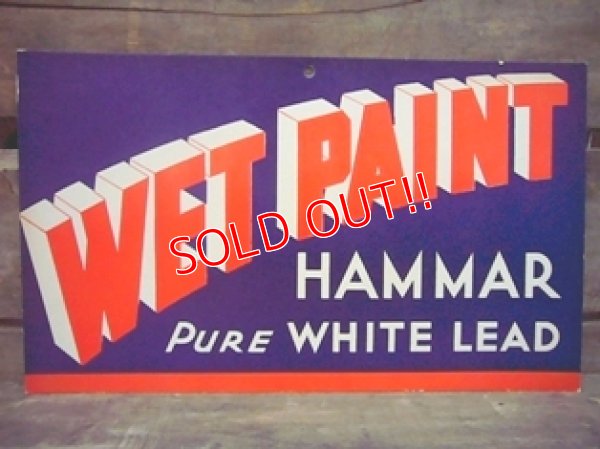 画像1: dp-120213-03 Hammar / 40's WET PAINT Cardboard sign