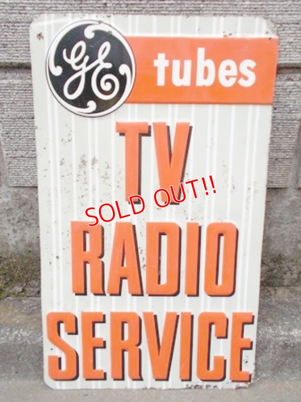 画像1: dp-120705-30 General Electric / G.E Tubes 40's-50's TV RADIO SERVICE sign