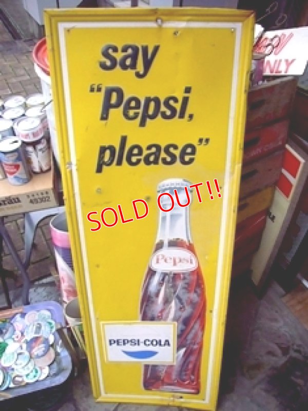 画像1: dp-110609-07 PEPSI COLA / 60's Say "Pepsi please" Metal sign