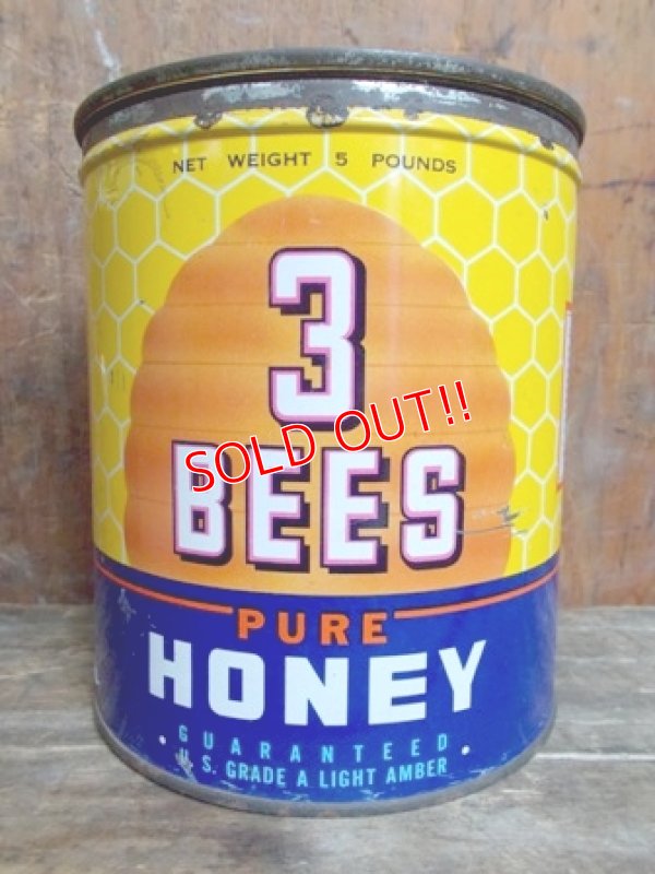 画像1: dp-130116-05 3 Bees Pure Honey Tin Can