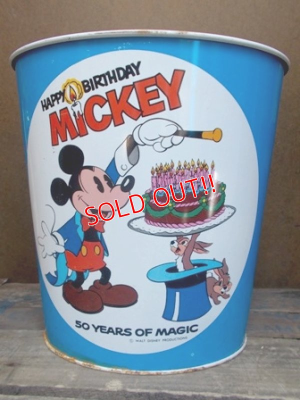 画像2: ct-130511-31 Mickey Mouse / 50 yeas of Magic Tin Trash Box