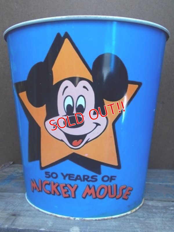 画像1: ct-130511-31 Mickey Mouse / 50 yeas of Magic Tin Trash Box