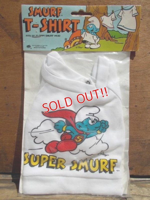 画像1: ct-130702-27 Smurf / 80's Plush doll T-Shirt "Super Smurf"