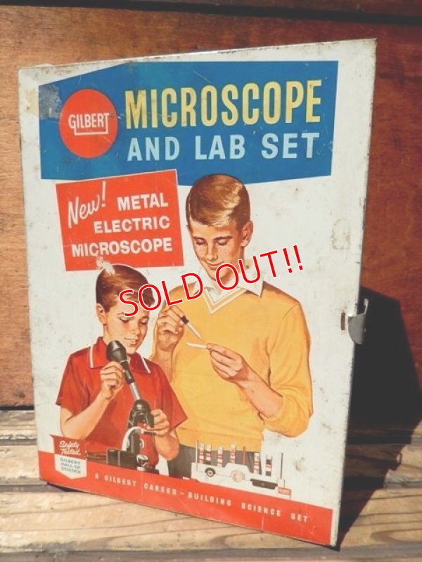 画像1: dp-101215-02 Gilbert / 60's Microscope And Lab Set Tin Box