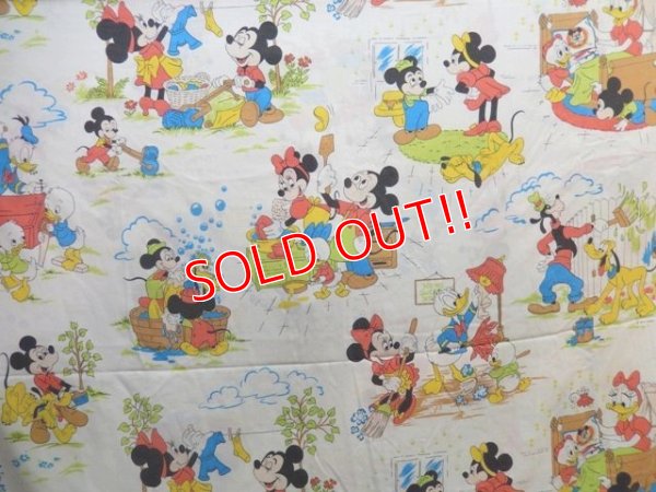 画像1: ct-131001-23 Disney Characters / 70's Flat Sheet (Twin)