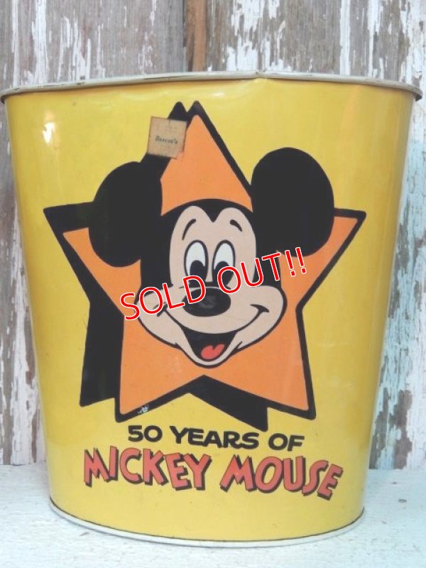 画像2: ct-140509-26 Mickey Mouse / 50 yeas of Magic Tin Trash Box