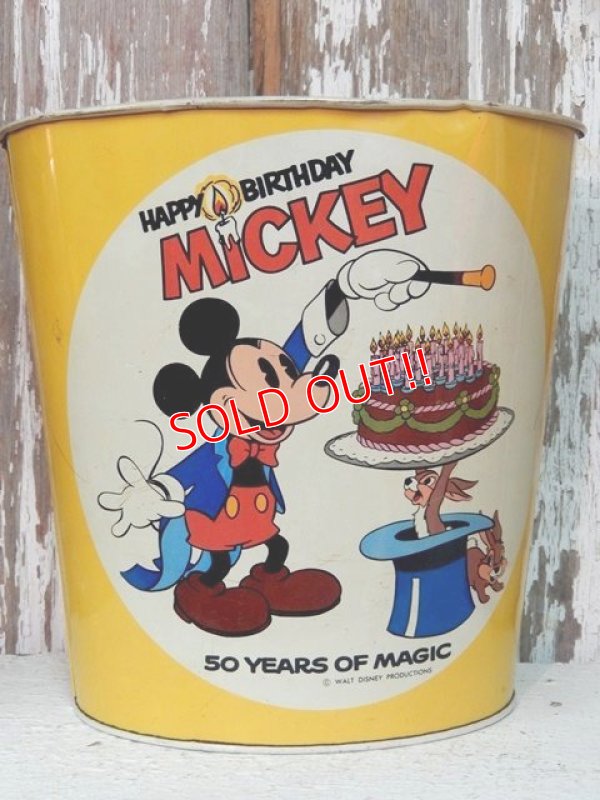 画像1: ct-140509-26 Mickey Mouse / 50 yeas of Magic Tin Trash Box