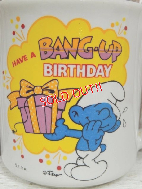 画像2: ct-140509-18 Smurf / 80's Ceramic Mug "Happy Birthday"