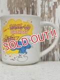 ct-140509-18 Smurf / 80's Ceramic Mug "Happy Birthday"