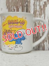 ct-140509-18 Smurf / 80's Ceramic Mug "Happy Birthday"