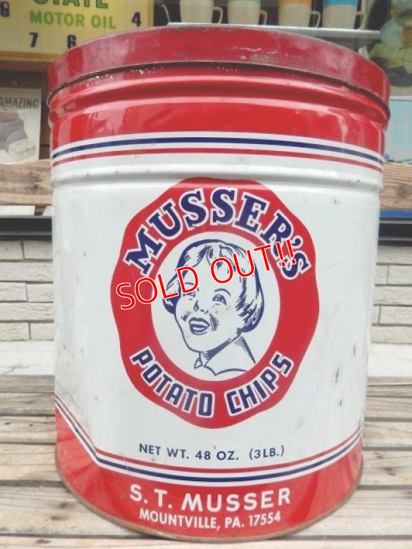 画像1: dp-140508-08 Musser's Potato Chips / Vintage Tin Can