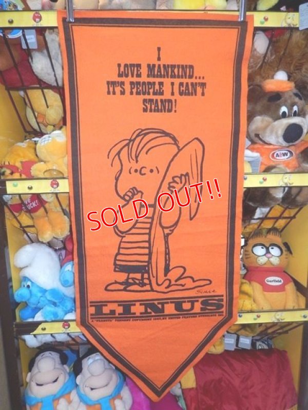 画像1: ct-140617-05 PEANUTS / 60's Banner "Linus" Orange