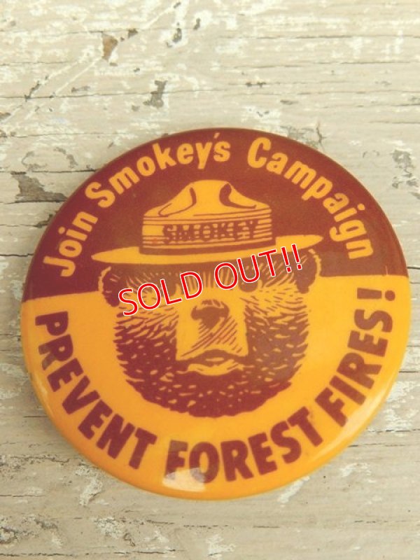 画像1: ct-140715-14 Smokey Bear / Pinback "Join Smokey's Campaign!"