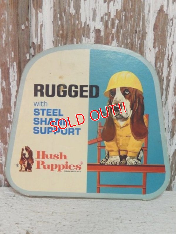 画像1: ct-141001-23 Hush Puppies / 70's Cardboard sign "Rugged with Steel Shank Support"