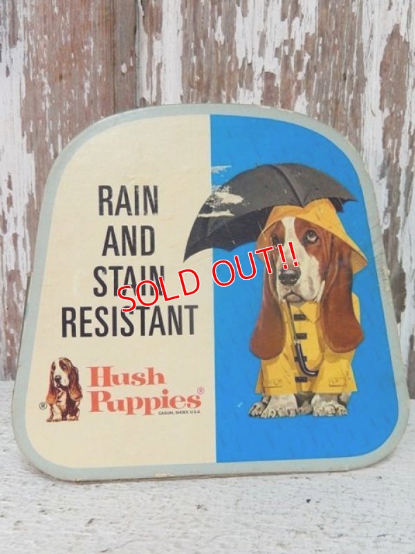 画像1: ct-141001-22 Hush Puppies / 70's Cardboard sign "Rain and Stain Resistant"