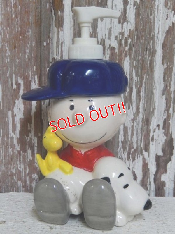 画像1: ct-150101-07 Charlie Brown  & Snoopy / Ceramic Soap Bottle