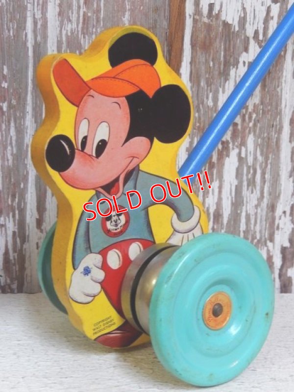 画像1: ct-141216-24 Mickey Mouse / The Gong Bell 50's Push Toy