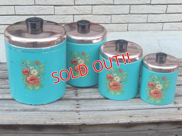 画像1: dp-150101-10 Ransburg / Vintage Turquoise blue canister 4pc