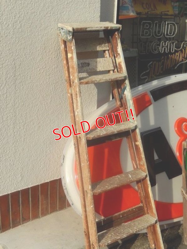 画像8: dp-150317-03 Vintage Wood Step Ladder (Large)