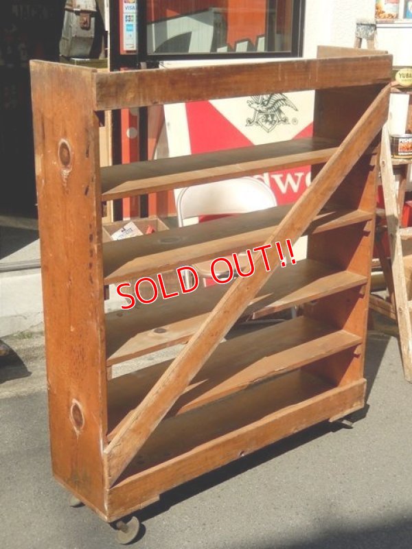 画像4: dp-150317-07 Vintage Wood Shelf Cart