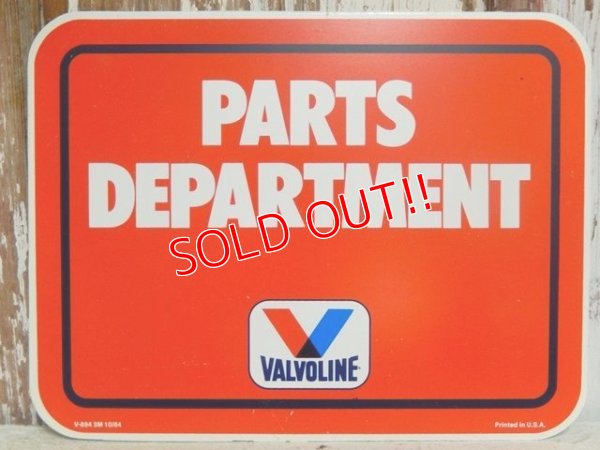 画像1: dp-150602-04 Valvoline / 1984 Plastic Sign "PARTS DEPARTMENT"