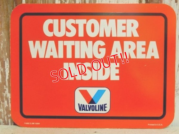 画像1: dp-150602-03 Valvoline / 1984 Plastic Sign "CUSTOMER WAITING AREA INSIDE"