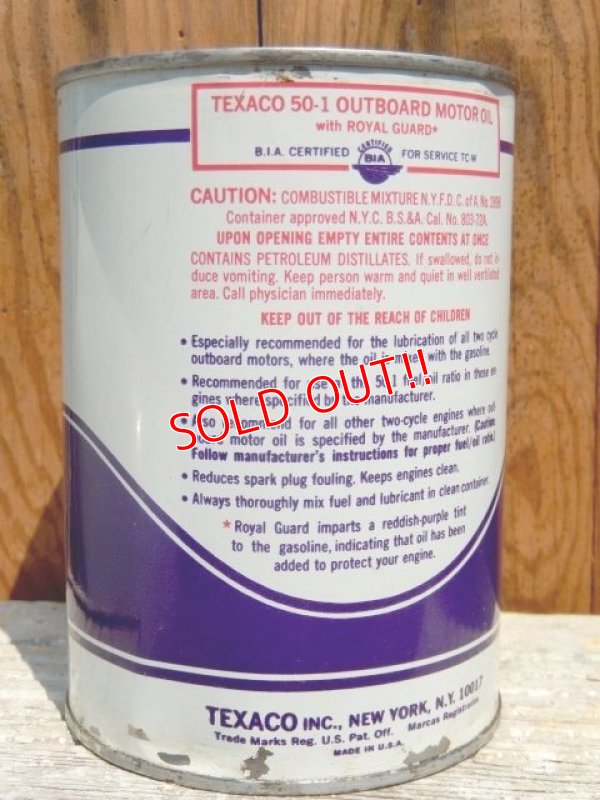 画像4: dp-150701-01 TEXACO / 50-1 OUTBOARD Motor Oil Can