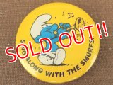 ct-151005-13 Smurf / 80's Pinback "Sing Along with the Smurfs!"