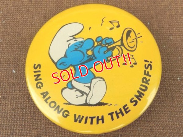 画像1: ct-151005-13 Smurf / 80's Pinback "Sing Along with the Smurfs!"