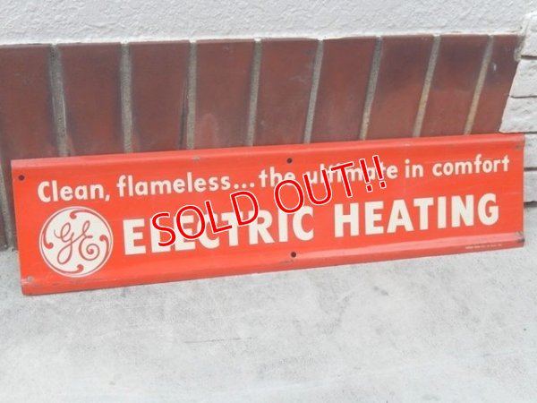 画像1: dp-151014-07 General Electric / "ELECTRIC HEATING" 50's metal sign