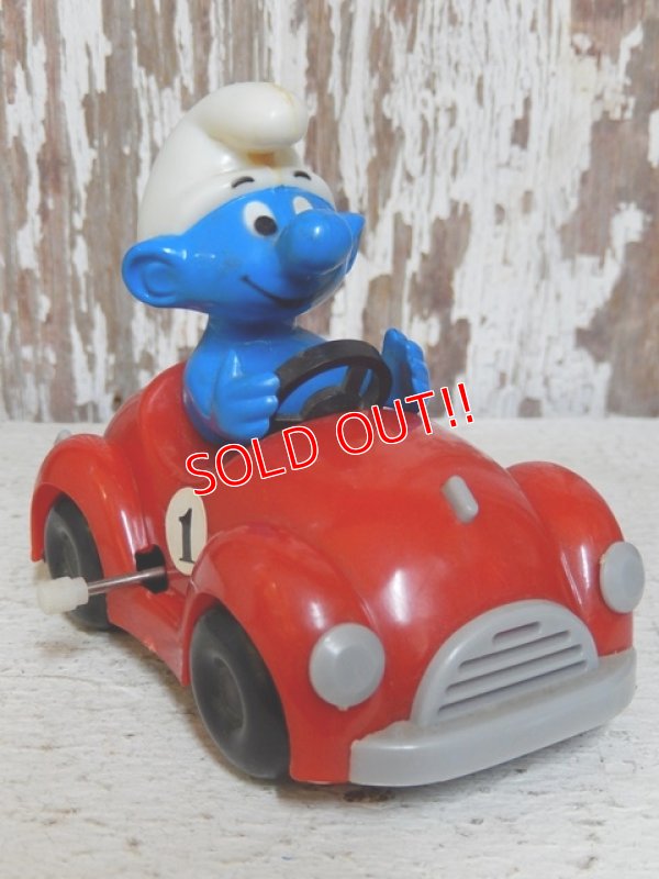 画像1: ct-151027-21 Smurf / Galoob 80's Wind up "Red Car"