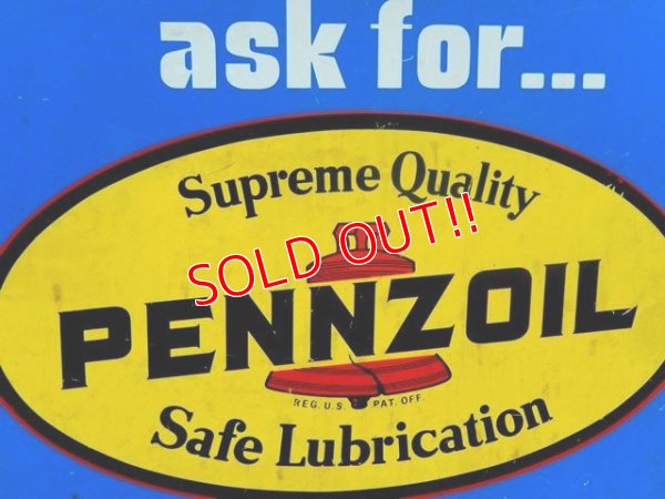 画像2: dp-160302-17 Pennzoil / 70's W-side Metal Sign