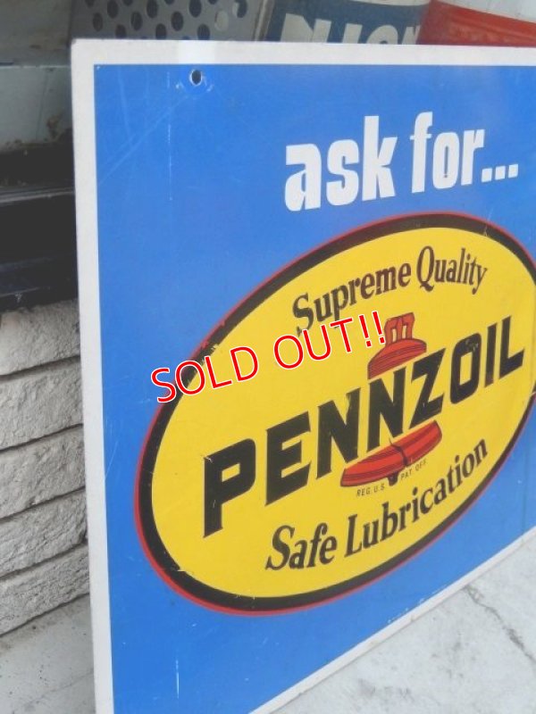 画像4: dp-160302-17 Pennzoil / 70's W-side Metal Sign