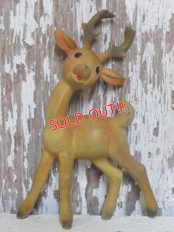 画像1: ct-160309-25 Rempel / 1950's Flagtail Reindeer Rubber Doll