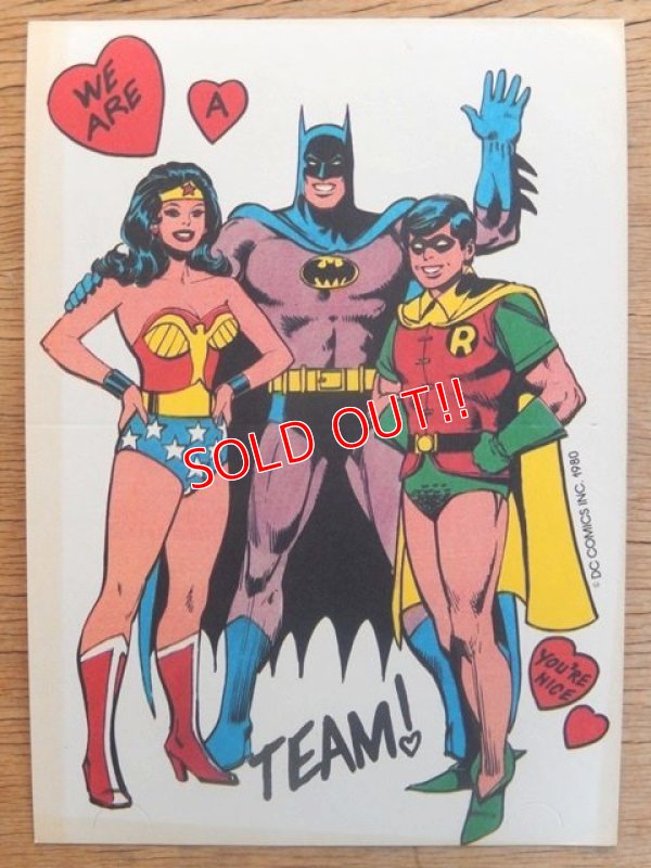 画像1: ct-160512-01 Batman,Robin and Wonder Woman / 80's Greeting Card