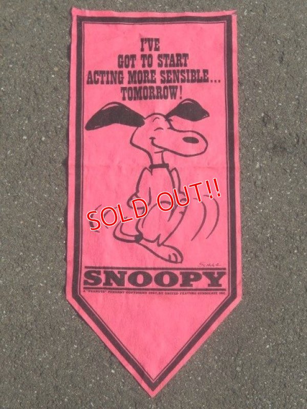 画像1: ct-160519-11 PEANUTS / 60's Banner "Snoopy" Pink