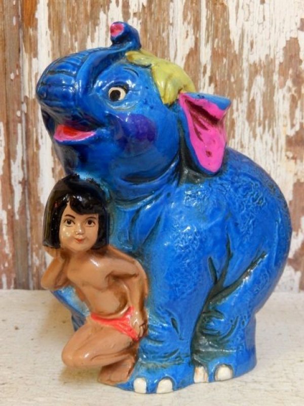 画像1: ct-160615-41 Jungle Book / 60's Mowgli & Elephant Paper Mache Coin Bank