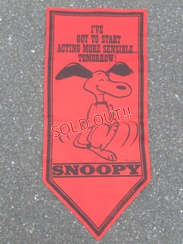 画像1: ct-160721-02 PEANUTS / 70's Banner "Snoopy" Red
