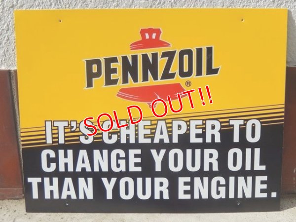 画像1: dp-160823-11 Pennzoil / 90's W-side Plastic Sign