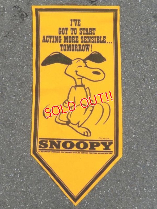 画像1: ct-160901-38 PEANUTS / 60's Banner "Snoopy" Yellow