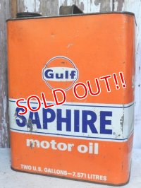 dp-161101-10 Gulf / 60's-50's Saphire Two U.S Gallons Motor Oil Can