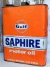 画像1: dp-161101-10 Gulf / 60's-50's Saphire Two U.S Gallons Motor Oil Can (1)