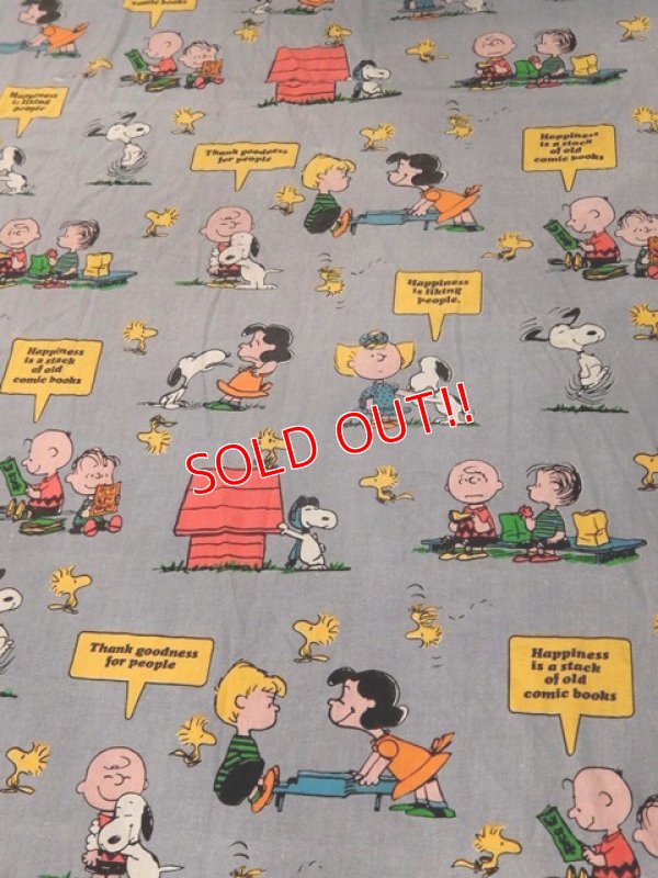 画像1: ct-170601-12 PEANUTS / 1970's Flat Sheet (Twin)