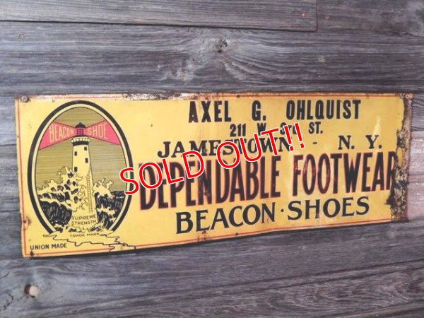 画像1: dp-170701-10 Beacon Shoe / 1930's-1940's Tin Sign