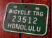 画像2: dp-170810-21 1960's Bicycle Tag "HONOLULU" (2)