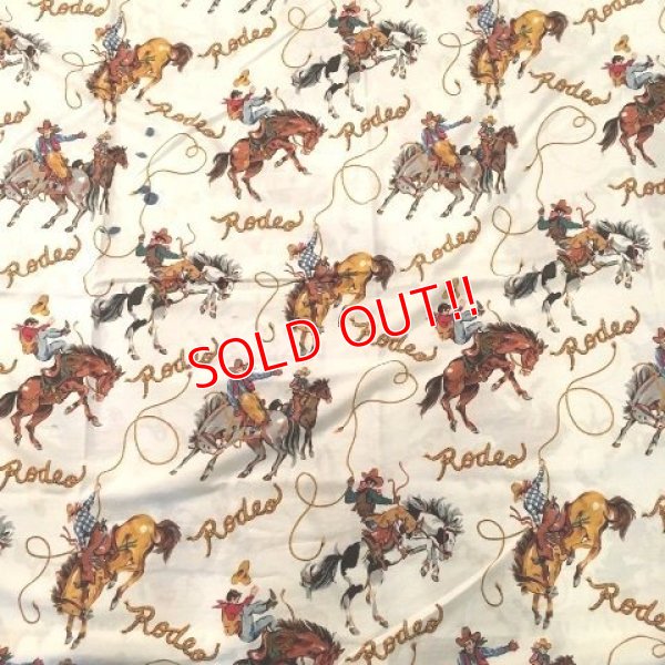 画像1: ct-170901-39 Vintage Flat Sheet "Cowboy" (Twin size)