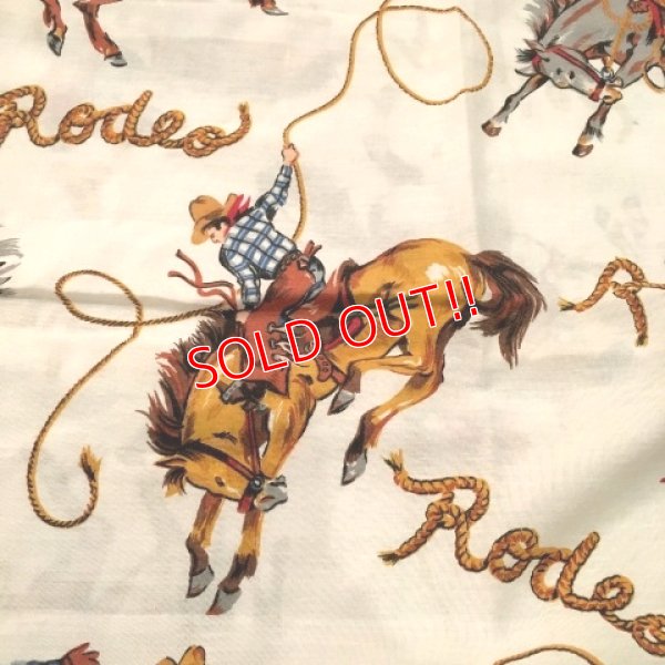 画像2: ct-170901-39 Vintage Flat Sheet "Cowboy" (Twin size)