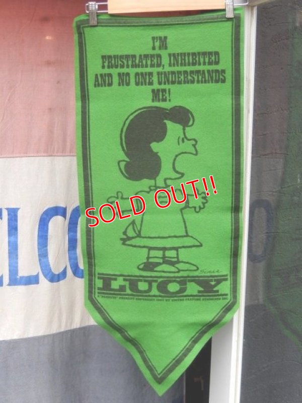 画像1: ct-171001-08 PEANUTS / 1960's Banner "Lucy" Green