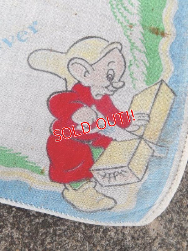 画像4: ct-171206-52 Snow White and the Seven Dwarfs / Dopey 1940's Handkerchief