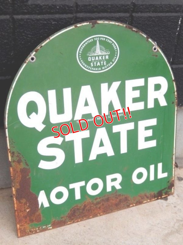 画像1: dp-171206-40 Quaker State / 1940's W-side Metal Sign